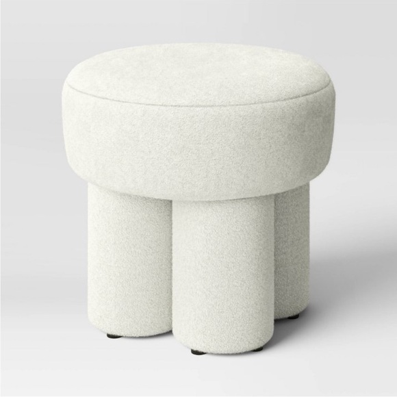 THRESHOLD NWT boucle fully upholstered accent ottoman stool -cream - Picture 2 of 6
